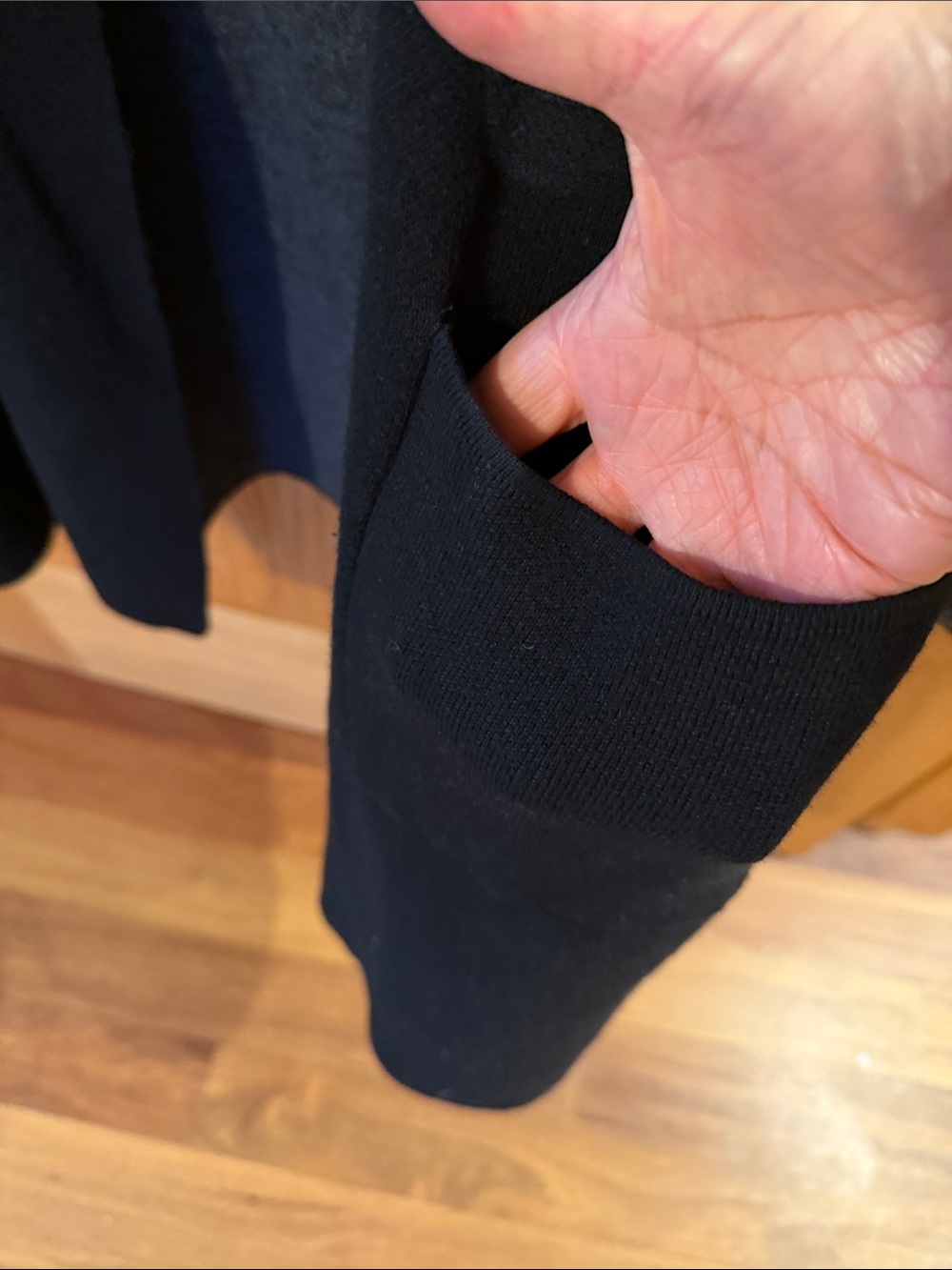 EVRI Black Open-Front Long Cardigan with Front Pockets - Picture 4 of 6